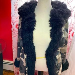Black camouflage fur jacket